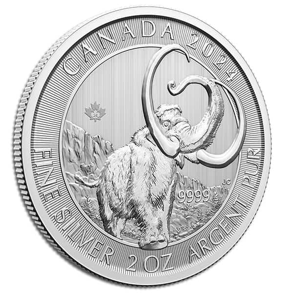 RCM Ice Age of Canada; Woolly Mammoth - 2 Oz Silver Coin .9999 Pure