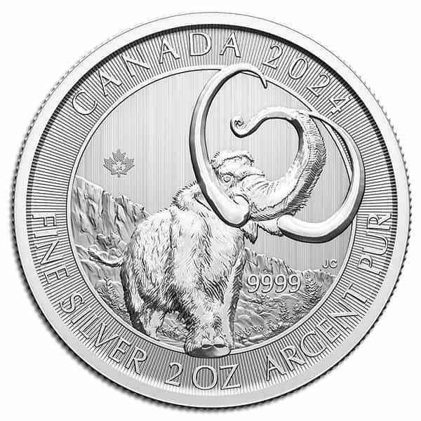 RCM Ice Age of Canada; Woolly Mammoth - 2 Oz Silver Coin .9999 Pure