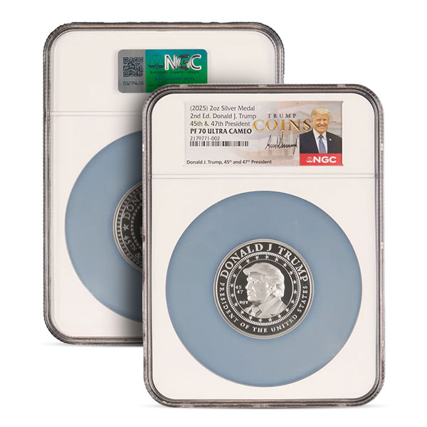 SILVER刻印 表彰記念章 約70g PF70 Graded 2 Troy Oz Silver President Trump Second Edition