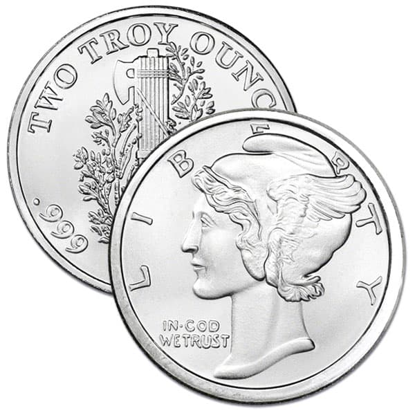 2 Oz Mercury - .999 Pure Silver Round