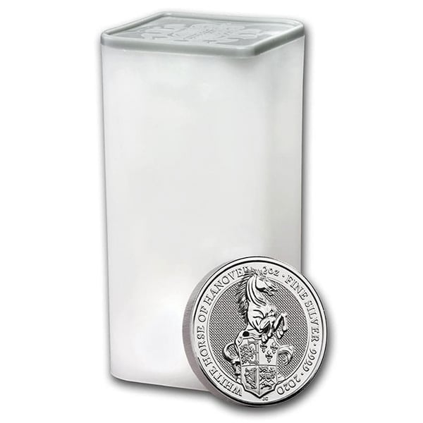 British Royal Mint Queen's Beast; White Horse - 2 Oz Silver Coin .9999 Pure thumbnail