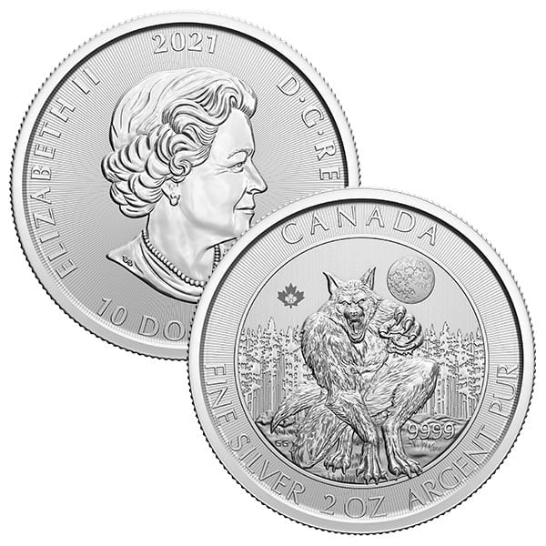 RCM Creatures of the North; Werewolf - 2 Oz Silver Coin .9999 Pure thumbnail