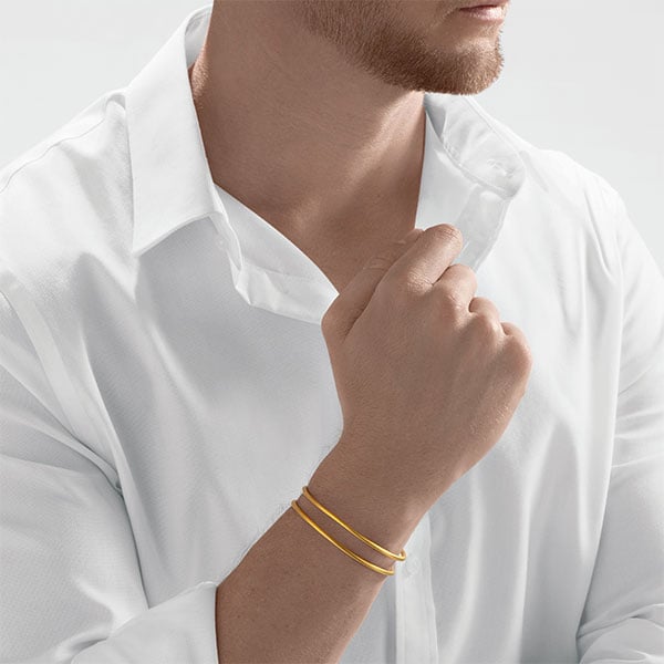 Gold Bangle - Double Banded **Matte Finish** - 31.2 Grams, 24K Pure