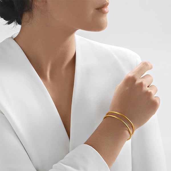 Gold Bangle - Double Banded **Matte Finish** - 31.2 Grams, .9999 Fine 24K Pure