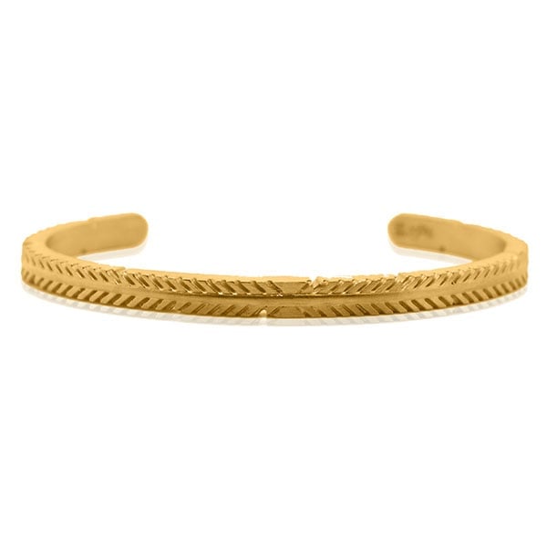 Gold Bangle - Embellished Tribal **Matte Finish** - 32.4 Grams, 24K Pure