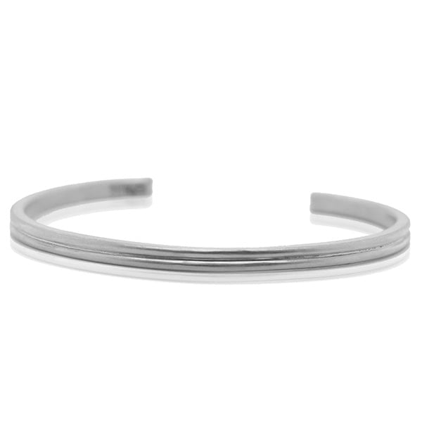 Platinum Bangle - Grooved Double Band **Matte Finish** - 32.5 Grams, 24K Pure thumbnail