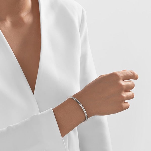 Platinum Bangle - Grooved Double Band **Matte Finish** - 32.4 Grams, 24K Pure