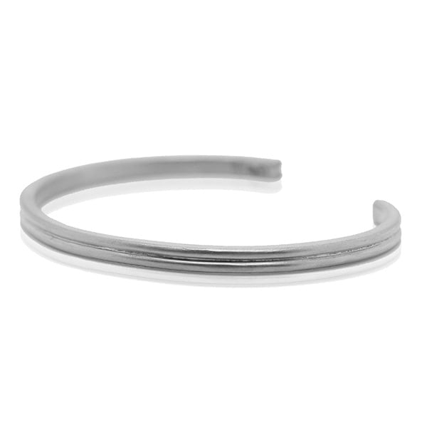 Platinum Bangle - Grooved Double Band **Matte Finish** - 32.4 Grams, 24K Pure thumbnail
