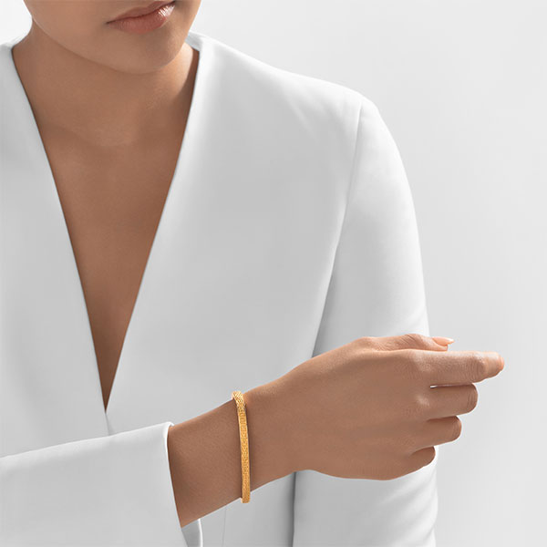 Gold Bangle - Embellished **Matte Finish** - 34.6 Grams, 24K Pure
