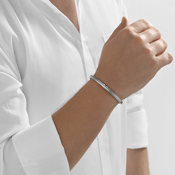 Platinum Bangle - Tribal Embellished **Matte Finish** - 35.8 Grams, 24K Pure