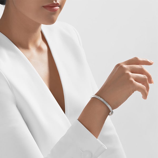 Platinum Bangle - Tribal Embellished **Matte Finish** - 35.8 Grams, 24K Pure