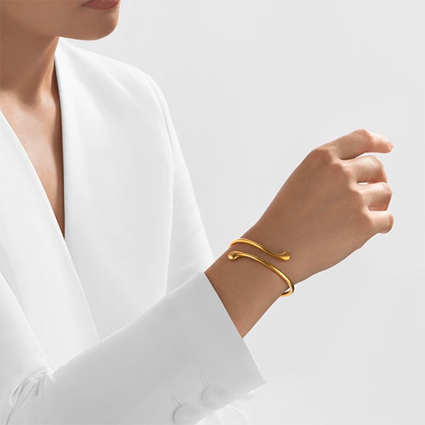 Gold Bangle - Molten Droplet **Matte Finish** - 39.2 Grams, 24K Pure