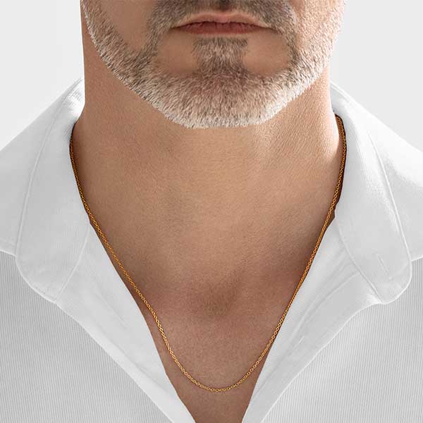 Gold Chain - 1 mm Round Cable Design - 46 cm (18.1") Length, 3.5 Grams 22k Gold