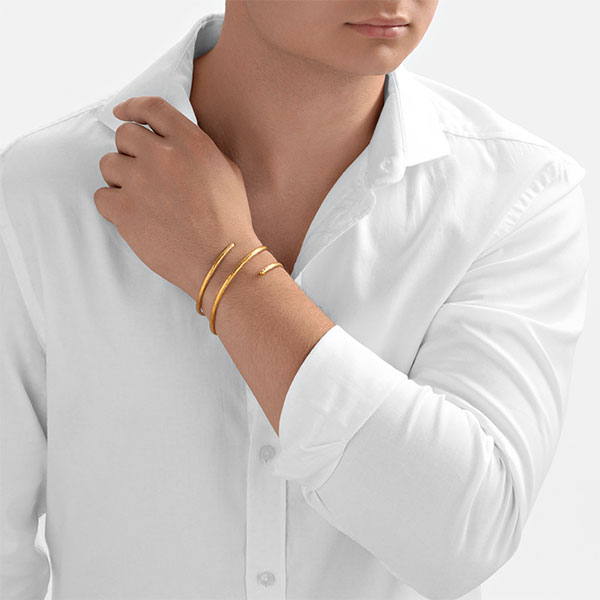 Gold Bangle - Hammered Infinite Spiral **Matte Finish** - 43.1 Grams, 24K Pure