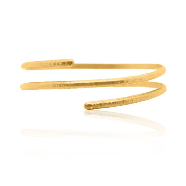 Gold Bangle - Hammered Infinite Spiral **Matte Finish** - 43.1 Grams, .9999 Fine 24K Pure