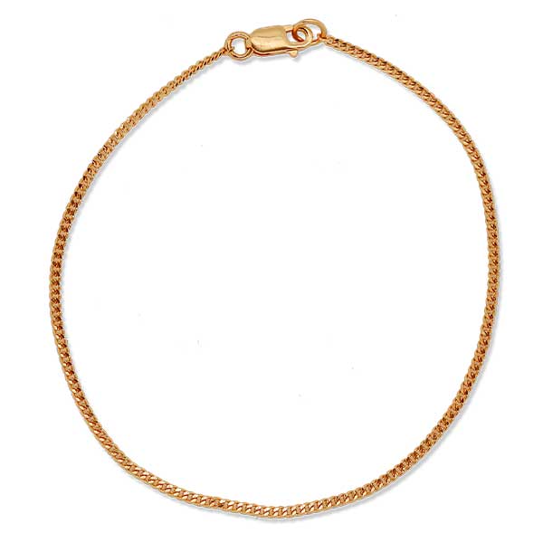 Gold Chain - 1.3 mm Flat Curb Design - 46 cm (18.1") Length, 3.6 Grams 22k Gold