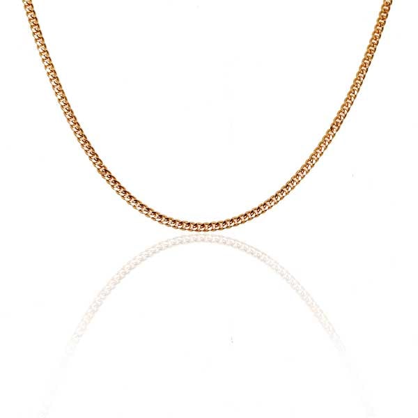 Gold Chain - 1.3 mm Flat Curb Design - 46 cm (18.1