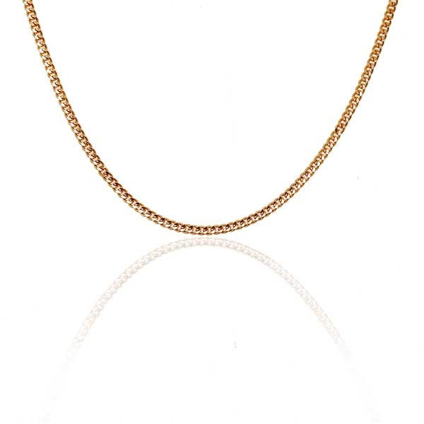 Gold Chain - 1.3 mm Flat Curb Design - 46 cm (18.1") Length, 3.6 Grams 22k Gold