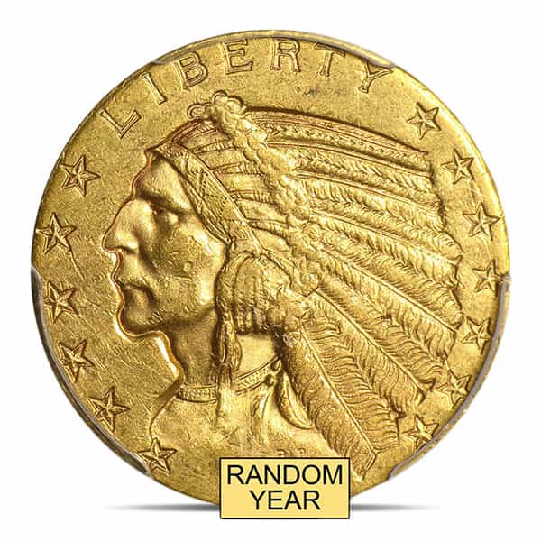 MS61 Graded $5 Indian Head U.S. Gold Coin (PCGS / NGC) - Random Dates