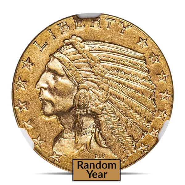 MS61 Graded $5 Indian Head U.S. Gold Coin (PCGS / NGC) - Random Dates