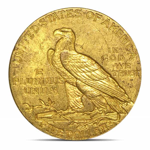 MS62 Graded $5 Indian Head U.S. Gold Coin (PCGS / NGC