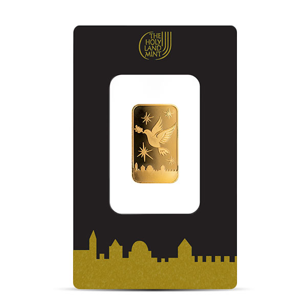 Holy Land Mint Dove of Peace Gold Bar, 5 Gram, .9999 Pure in Assay Package