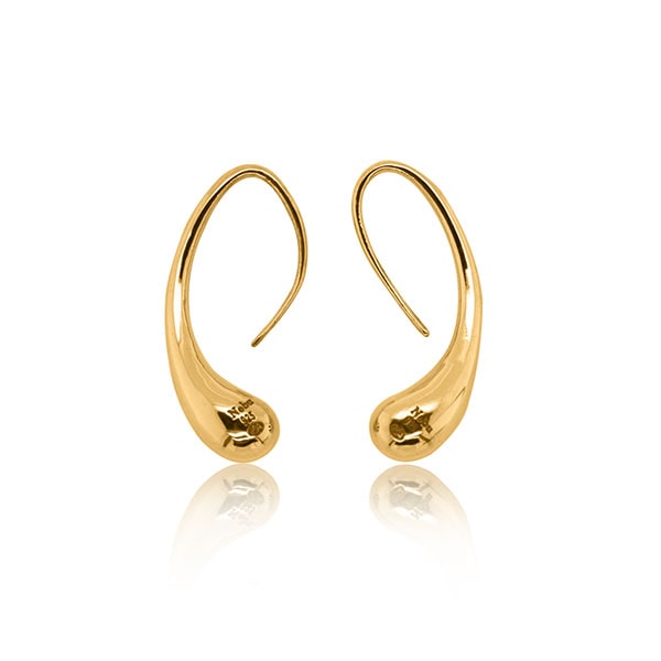 Gold Earrings - Water Droplet **Matte Finish** - 5.4 Grams, 24K Pure thumbnail
