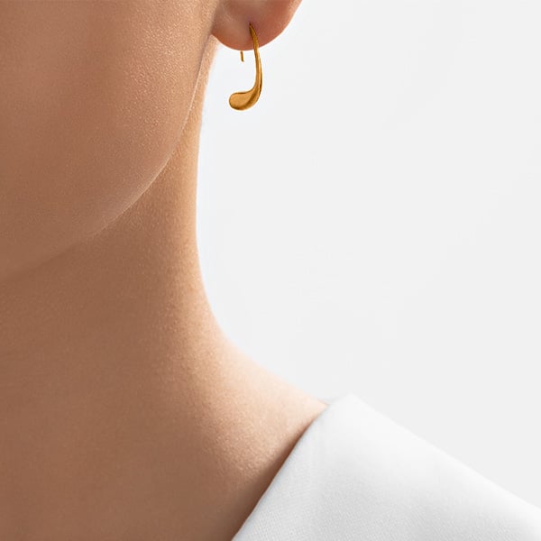 Gold Earrings - Water Droplet **Matte Finish** - 5.4 Grams, 24K Pure