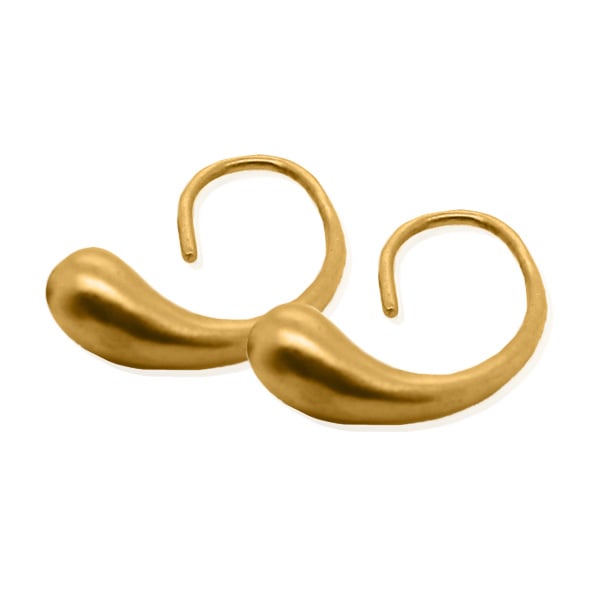 Gold Earrings - Water Droplet **Matte Finish** - 5.4 Grams, 24K Pure