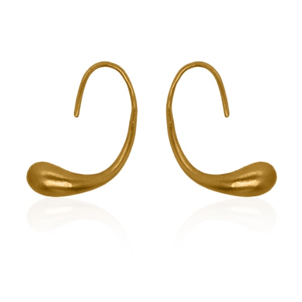 Gold Earrings - Water Droplet **Matte Finish** - 5.4 Grams, 24K Pure thumbnail