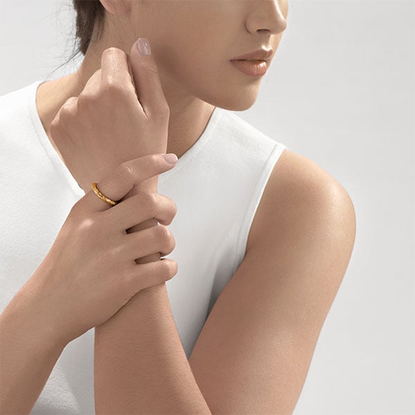 Gold Ring - Textured Root **Polished Finish** - 5.7 Grams, 24K Pure - Medium
