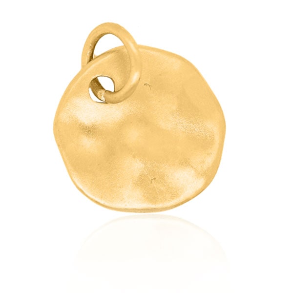 Gold Charm - Softly Hammered Disc **Matte Finish** - 5.6 Grams, 24K Pure