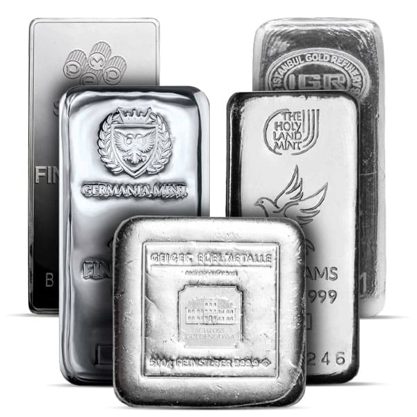 Silver Bar - 500 Gram (1/2 Kilo), .999 Pure