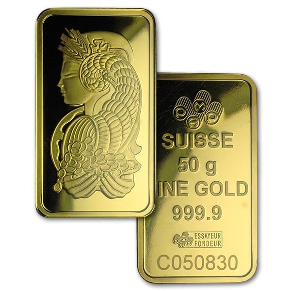 PAMP Suisse Gold Bar, 50 Gram, .9999 Pure thumbnail
