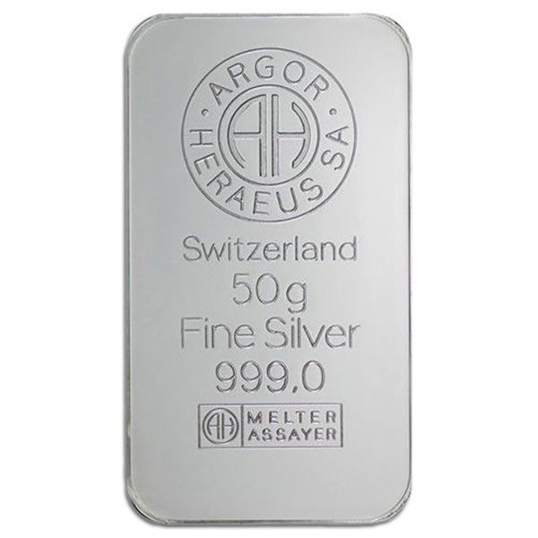 50 Gram Silver Bar - .999 Pure, Varying Designs/Conditions