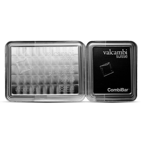 Palladium Valcambi CombiBar - 50 x 1 Gram .9995 Pure