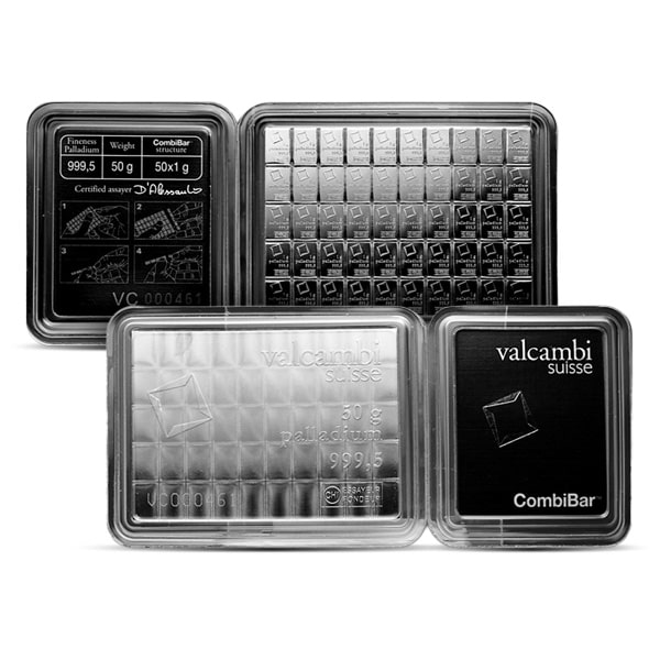 Palladium Valcambi CombiBar - 50 x 1 Gram .9995 Pure