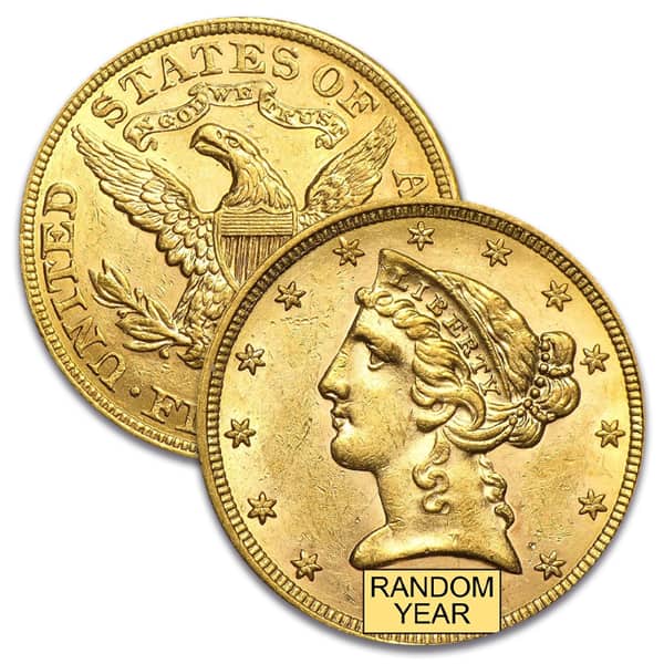 MS62 Graded $5 Liberty U.S. Gold Coin (PCGS / NGC) - Random Dates
