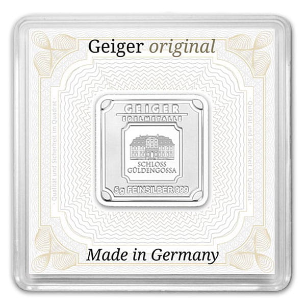 Geiger SILVER Bar - 5 Gram .999 Pure, in Assay