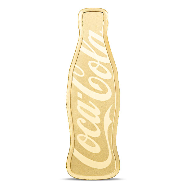 Coca-Cola Shaped Gold Bar, 5 Gram .9999 Pure in Assay Package