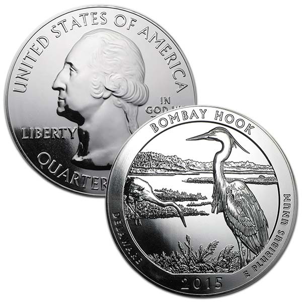 America the Beautiful - Bombay Hook National Wildlife Refuge, 5 Ounce .999 Silver