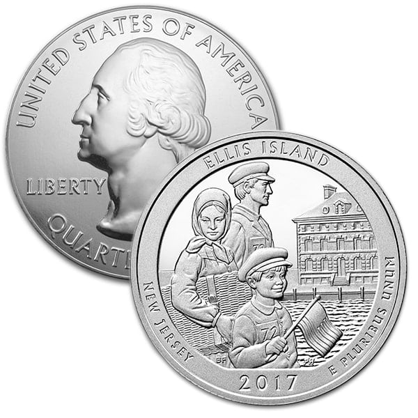 America the Beautiful 5 Ounce Silver - Ellis Island