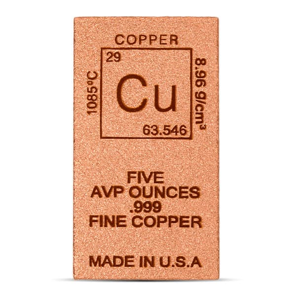 Copper BAR - Element Design, 5 AVDP Oz, .999 Pure Copper