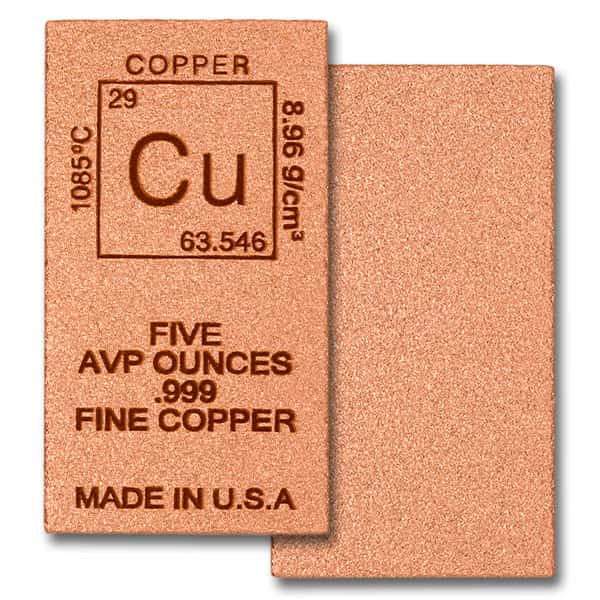 Copper BAR - Element Design, 5 AVDP Oz, .999 Pure Copper