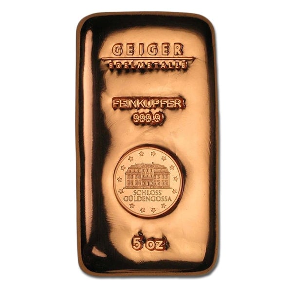 5 AVDP Oz Geiger Copper Bars for Sale Money Metals