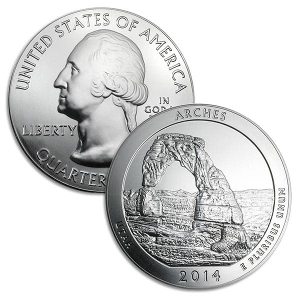 America the Beautiful - Arches National Park 5 Ounce .999 Silver