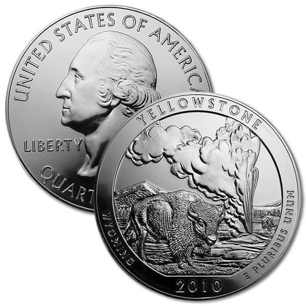 America the Beautiful - Yellowstone National Park 5 Ounce .999 Silver