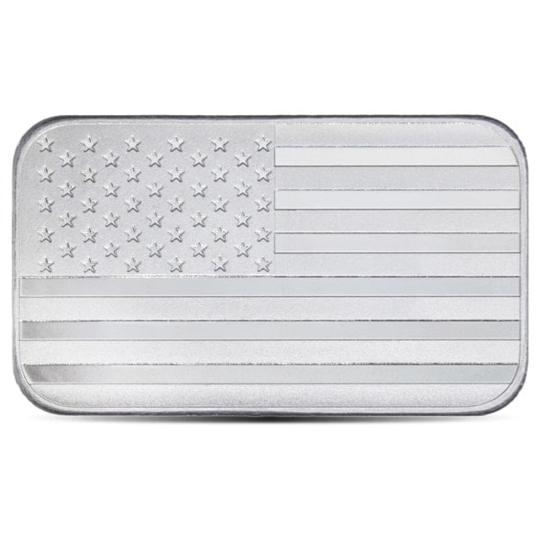 American Flag Design Silver Bar - 5 Ounce .999 Pure