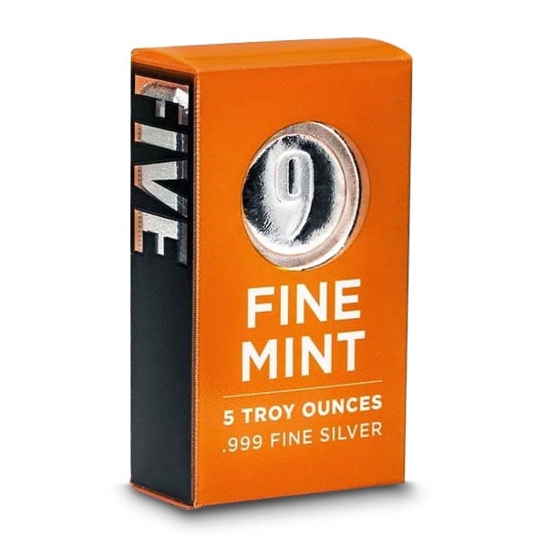 9Fine Mint 5 Ounce Bar, .999 Pure Silver