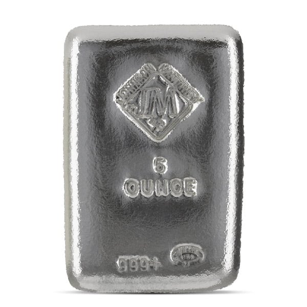 Johnson Matthey 5-oz Silver Bar (Poured), .999 Pure